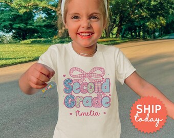 Personalized Second Grade Shirt for Girls | Cute Back to School Tee(BC-SCH189)