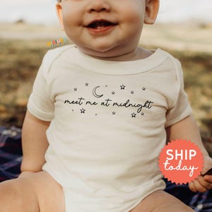 Meet Me at Midnight Onesies® Brand, Cute Announcement Bodysuit, Trendy Baby Clothes, Newborn Arrival Outfit, (BC-TRE45)
