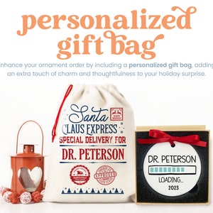 a personalized gift bag next to a personalized gift bag