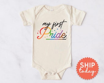 My First Pride Baby Onesie, Rainbow Baby Onesie®, LGBTQ Baby Clothes, Two Mamas Baby Bodysuit, Pride Gift