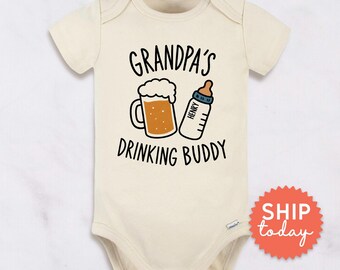 Grandpa's Drinking Buddy Baby Onesies® Brand | Funny Baby Shower Gift | Grandfather Baby Clothes | New Baby Gift for Grandpa (BC-DAD109)