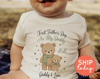 Personalized First Fathers Day Baby Onesies® Brand | Custom Daddy Bear Bodysuit | New Dad Gift 2026 | Baby Bear Design (BC-DAD112)