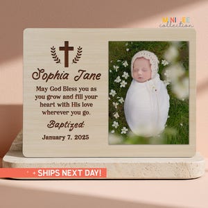 Custom Photo Frame For Baptism Gift, Personalized Photo Frame For Baby Dedication, Baptism Gift (PS-FAM46)