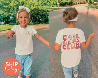 Cooles Big Sis Club Shirt, Baby Ankündigung Geschenk, Big Sis To be Shirt, Gefördert, zum Outfit für die größte Schwester, Kleinkind Sibling Kleidung, (FBK-FAM3)