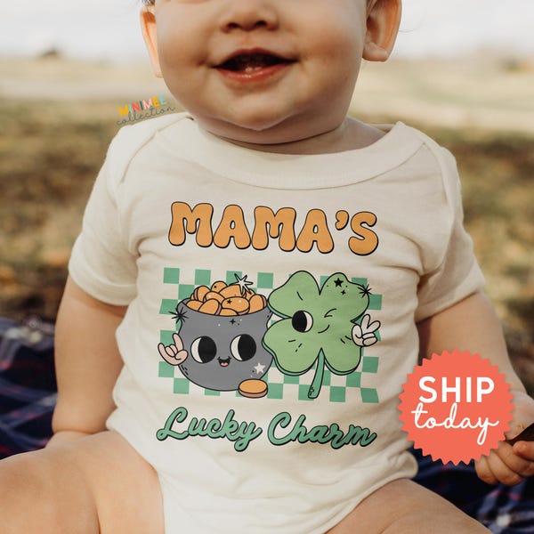 St. Patrick's Day Baby Onesies® Brand, Lucky Charm Baby Outfit, Irish Baby Clothes, Green Shamrock Bodysuit(BC-STP163)