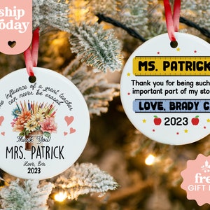 Teaching Is A Work Of Heart Ornament, Personalized Appreciation Gift For Teacher, School Supplies Teacher Ornament