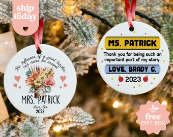 Teaching Is A Work Of Heart Ornament, Personalized Appreciation Gift For Teacher, School Supplies Teacher Ornament