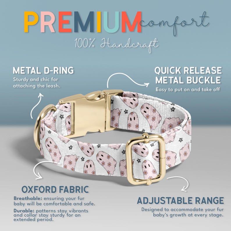 a white dog collar with pigs on it