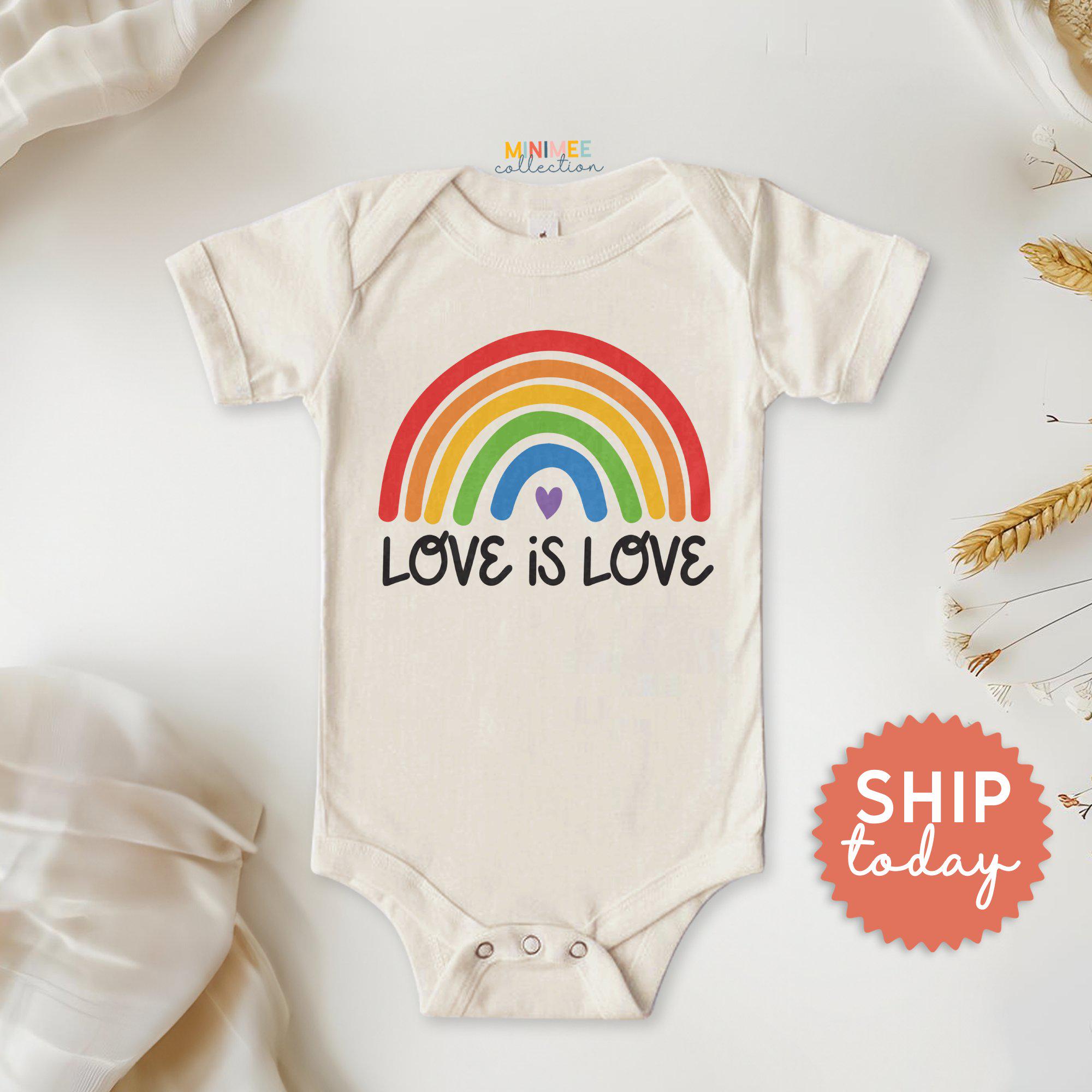 Love Is Love Onesies® Brand, Cute Pride Rainbow Bodysuit, Inclusive Baby Clothes, Baby Shower Gift for Ally, (BC-PRI39)