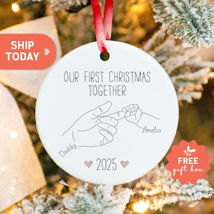 Our First Christmas Together Ornament, New Baby And Daddy Personalized Ornament, Family Keepsake, Custom Baby Name Ornament zdjęcie 1