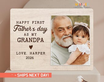 Personalized First Father's Day Grandpa Gift | Custom Wooden Photo Frame with Baby Picture | New Grandfather Keepsake (PS-DAD66)