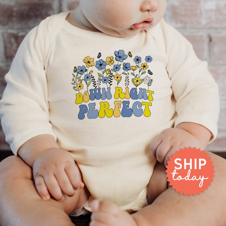 Down Right Perfect Onesie®, Down Syndrome Awareness Baby Bodysuit, Cute Baby Onesie for Down Syndrome Support, Down Syndrome Gift (BC-AUT52) Bild 6