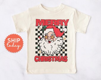 Merry Christmas Toddler Tshirt, Kids Winter Vacation Shirt, Retro Santa Toddler Tees, Toddler Boy Girl Holiday Shirt