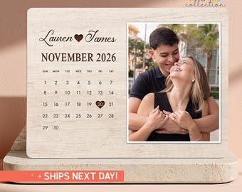 Gift for Boyfriend, Wedding Anniversary Custom Calendar Photo Board Keepsake(PS-COU18)