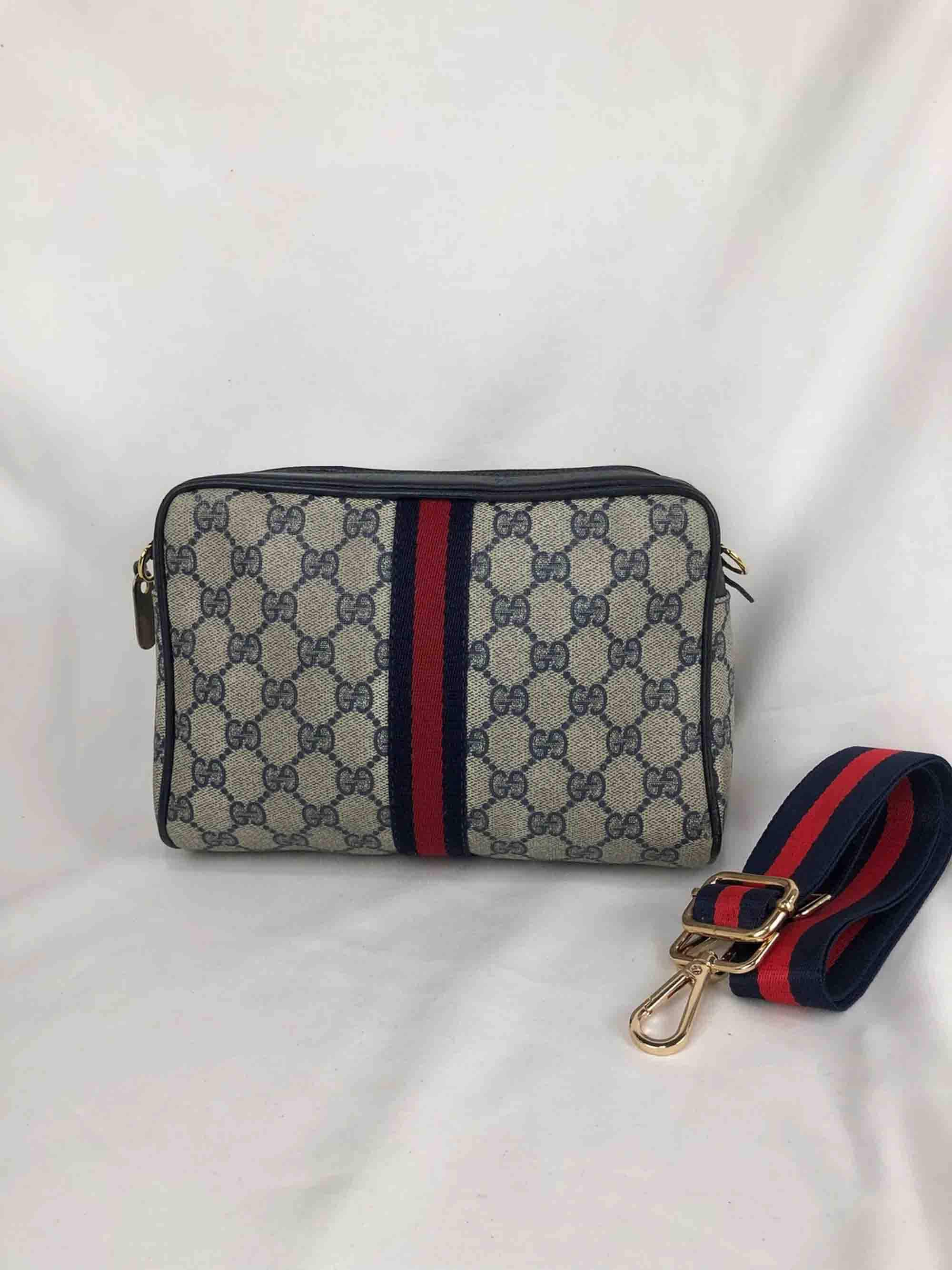 Vintage 1970s Gucci Navy Monogram Crossbody - Raleigh Vintage