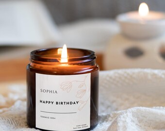 Personalized Birthday Candle, Custom Soy Wax Candle Gift