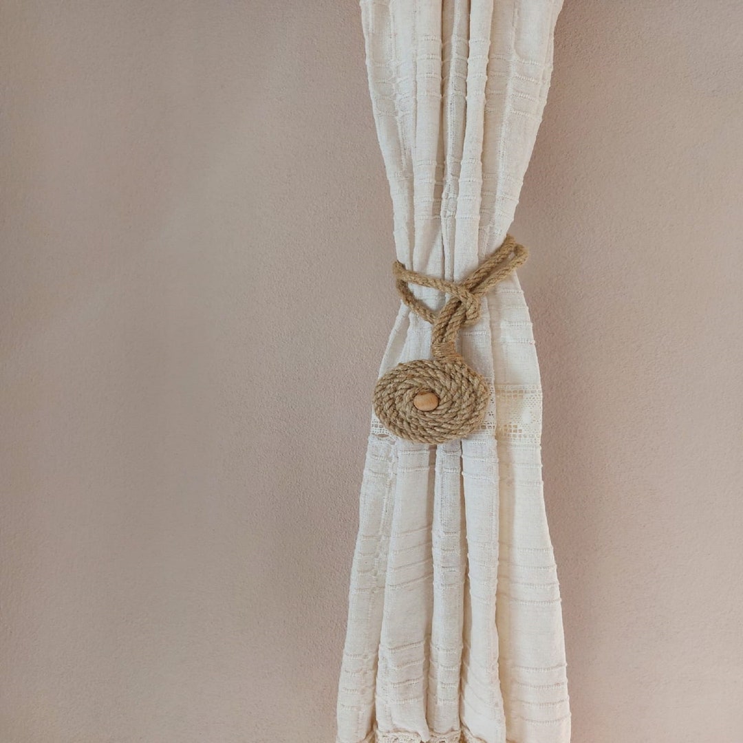 Jute Curtain Tie Backs.wooden Curtain Tie Backs. Beaded Etsy