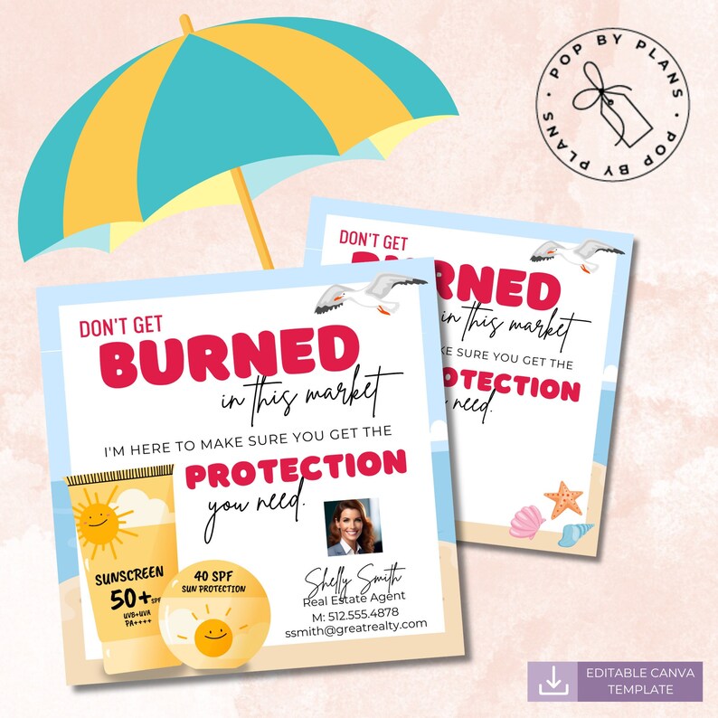 Don't Get Burned Pop by Tags, Summer, Real Estate Printable Tag, Thank