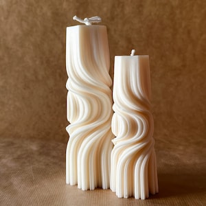 Skulptur Kerze Kora Set / Natürliche Wachskerze / Weihnachten / Hochzeitsgeschenk / Wohndekor / Stumpenkerze / Dekoration
