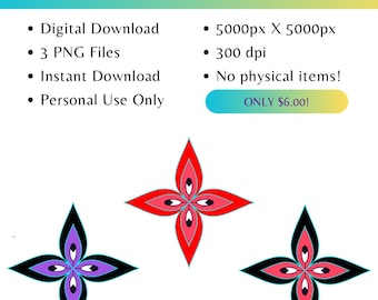 Digital Download PNG Ojibwe Floral by MazinibiiDesigns | 3 PNG Files | 5000 px X 5000 px | 300dpi | Personal Use