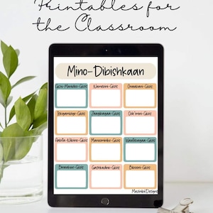 Ojibwe Classroom Printables Geburtstage / Monatskalender von MazinibiiDesigns 4 Seiten