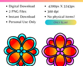 Téléchargement numérique PNG floral ojibwé par MazinibiiDesigns | 2 fichiers PNG | 4 200 x 4 200 pixels | 300 ppp | Usage personnel