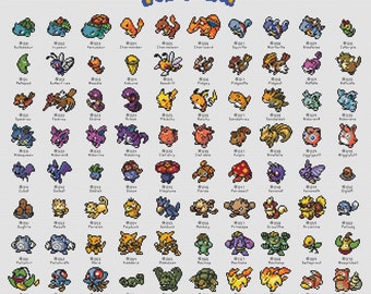 Pokemon Epic Generation 1 Kreuzstichmuster | Alle 151 Pokemon!