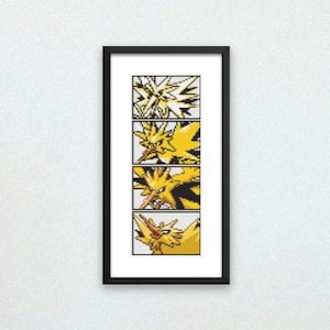 Zapdos Through the Generations Cross Stitch Pattern