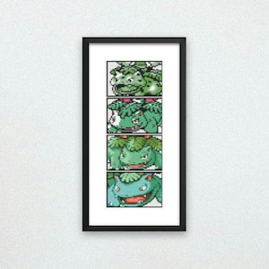 Venusaur Through the Generations Cross Stitch Pattern