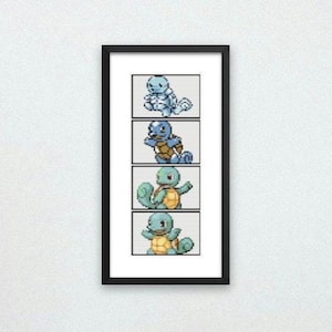 Squirtle Through the Generations Cross Stitch Pattern