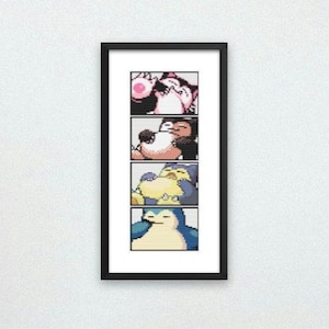 Snorlax Through the Generations Cross Stitch Pattern