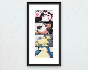 Snorlax Through the Generations Cross Stitch Pattern