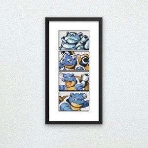 Blastoise Through the Generations Cross Stitch Pattern