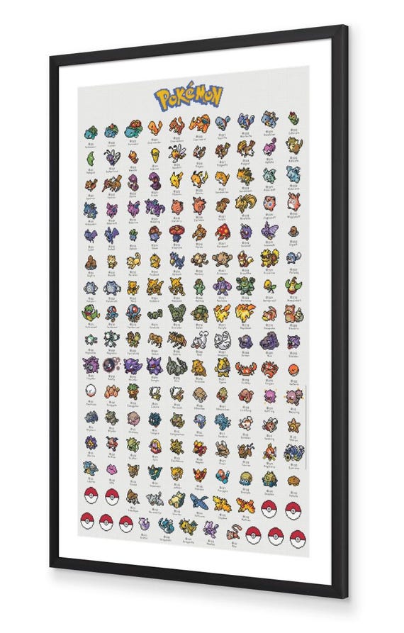 Pokemon Epic Generation 1 Cross Stitch Pattern | All 151 Pokemon