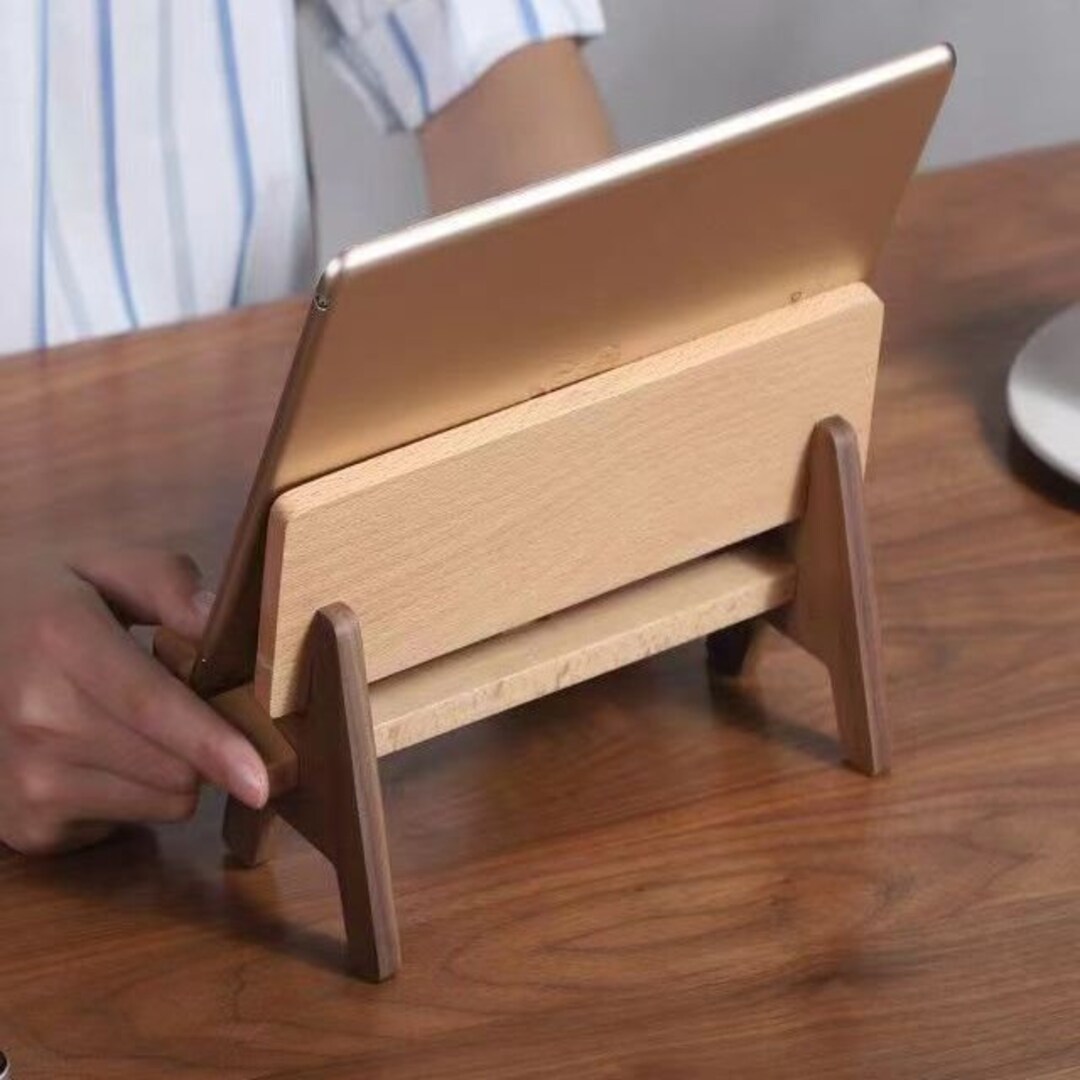 Wooden Cell Phone Holder Desktop Solid Wood Portable Tablet Etsy