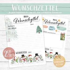 Wunschzettel für Kinder zum ausdrucken | Christkind | Weihnachten | digital | Download | Wunschliste | Vorlage |  A4, A5 | PDF, Advent