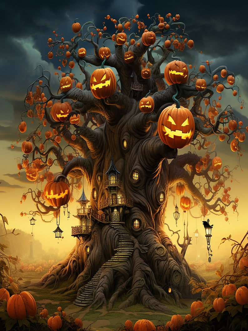 The Great Pumpkin Tree Print Digital Download - Art, Halloween, Spooky ...