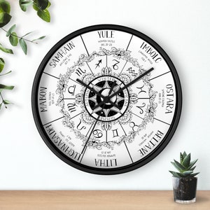 Witches Wheel of the Year 10 inch Wall Clock, Sabbat Wheel Neopagan Wall Décor, Celtic Solstice Equinox Calendar Above the Desk Décor