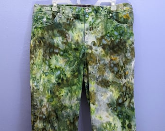 Women's tie dye jeans, stretchy, upcycled, camo, camouflage, pants for her, gift for her, festival jeans