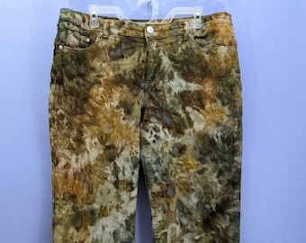 Women's tie dye jeans, stretchy, upcycled, camo, camouflage, pants for her, gift for her, festival jeans