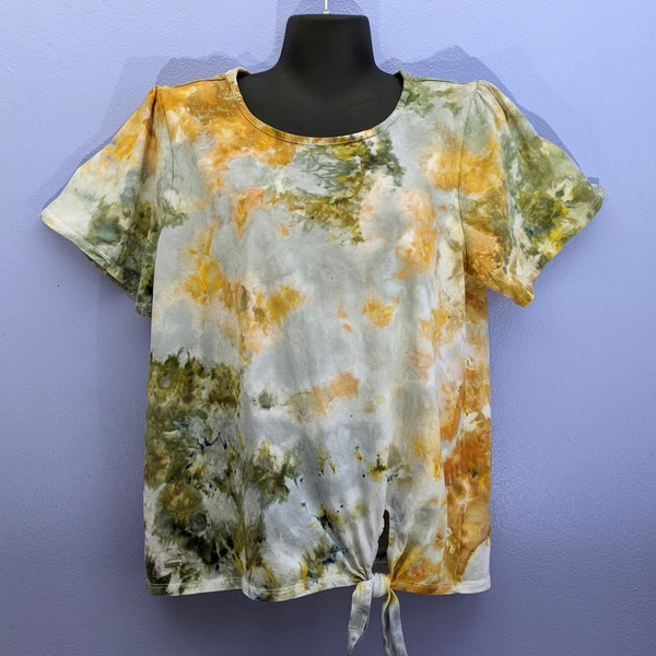 Tie dye medium women's t shirt, camo, camouflage, hand dye, concert, Ren faire, gift for her, festival shirt