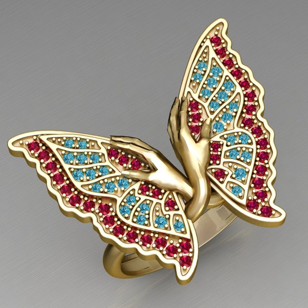 Butterfly Ring | 3D Design | Bird's Ring | Digital File | Digital Design Of Ring | Gift For Women | Anniversary Gift | Engagement | STL File