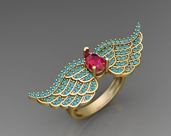 Wings Ring | 3D CAD Design | Bird's Wing | Digital File | Digital Design Of Ring | Gift For Women | Anniversary Gift | Engagement | STL File