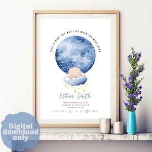Mapa estelar personalizado DIGITAL – NIÑOS – NIÑO V.01 / Regalo de cumpleaños, regalo de bebé, regalo de bautizo, regalo personalizado, métrica de nacimiento / impresiones artísticas