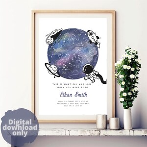 Impression personnalisée pour un garçon, carte des étoiles pour un nouveau-né, affiche pour célébrer la naissance d'un enfant, cadeau pour les nouveaux parents, impression de constellations.