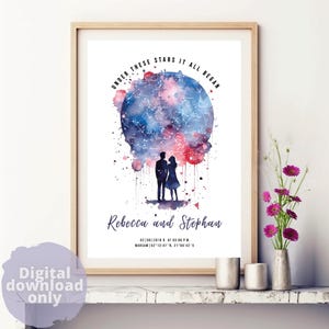 Mapa estelar personalizado: regalo para pareja, cielo nocturno, aniversario, día de San Valentín, fecha, póster de amor con fecha y ubicación, impresiones artísticas.