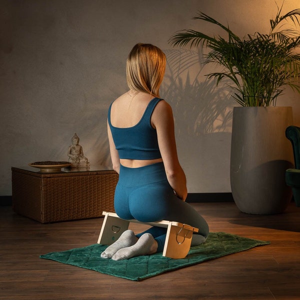 MEDITATION BENCH is a seat for relaxation, a rehabilitation " cushion " for knees, yoga for body and mind, design for interiors. AiD YoGa