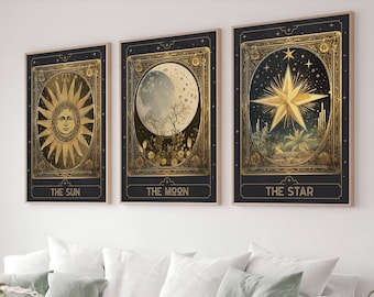 Láminas de cartas del Tarot Celestial: Sol, Luna y Estrellas (Descarga digital)