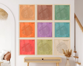 Mental Health Calendar Poster Set: Retro Affirmations, Self-Care (Digital Download)