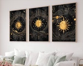 Celestial Moon & Sun Tarot Art Print Set: Mystical Home Decor (Instant Download)